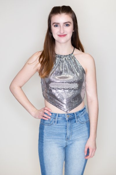 Cross Back Sequin Crop Top by Bear Dance