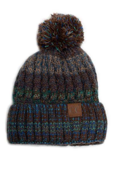 Teal Lined Pom Beanie by C.C.