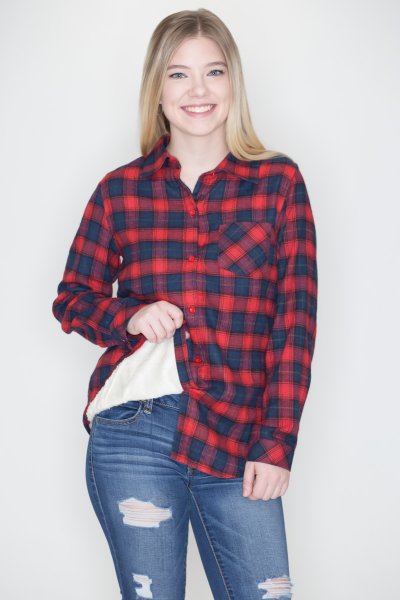 Fleece Lined Plaid Button Down by Korus Apparel