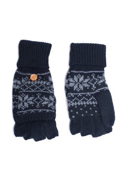 Black Snowflake Convertible Gloves by C.C.