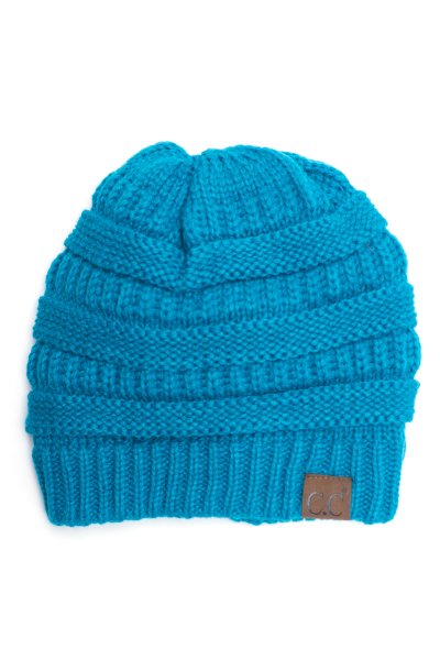 Teal Fuzzy Lining Beanie by C.C.