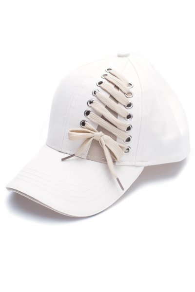 Beige Laced Baseball Cap by C.C.