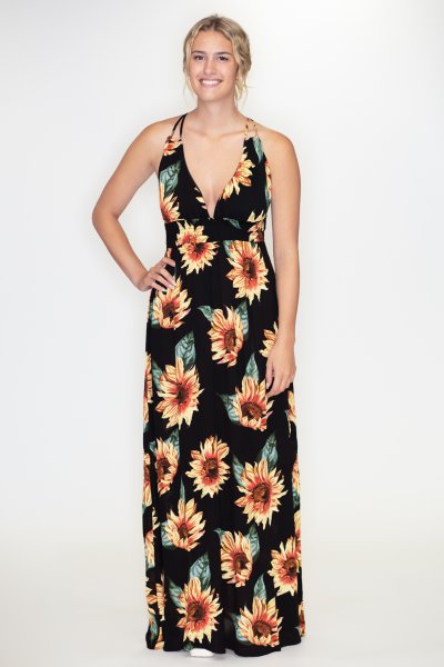 Sunflower Halter Maxi Dress by Timing