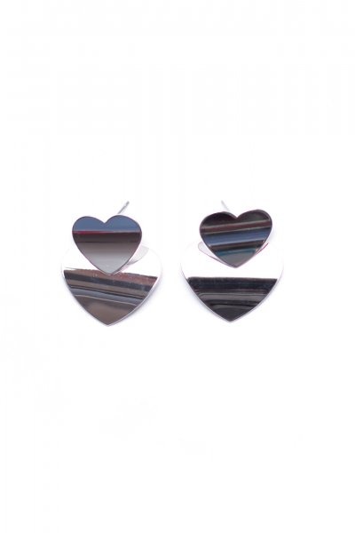 Silver Double Heart Earrings