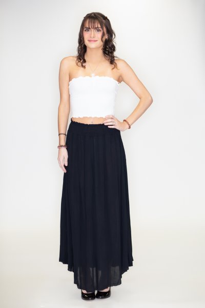 Smocked Waist Maxi Skirt by La Miel