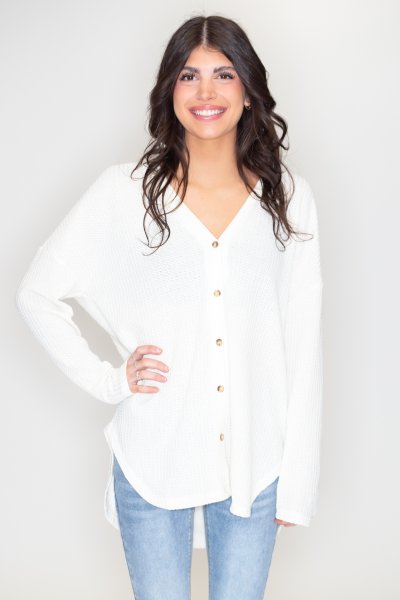 Waffle Knit Cardigan by La Miel