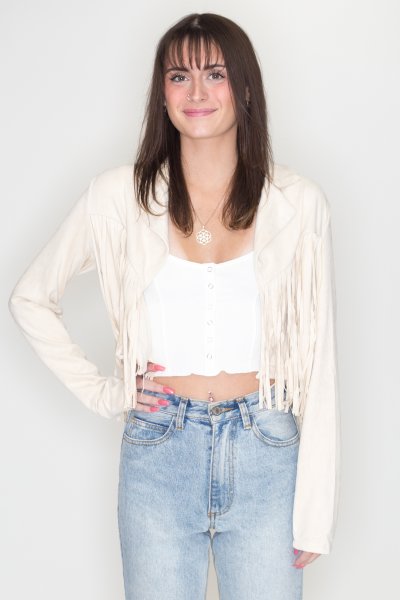 Faux Suede Fringe Jacket by Bear Dance