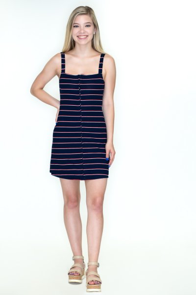 Striped Hook and Eye Mini Dress by Blue Blush