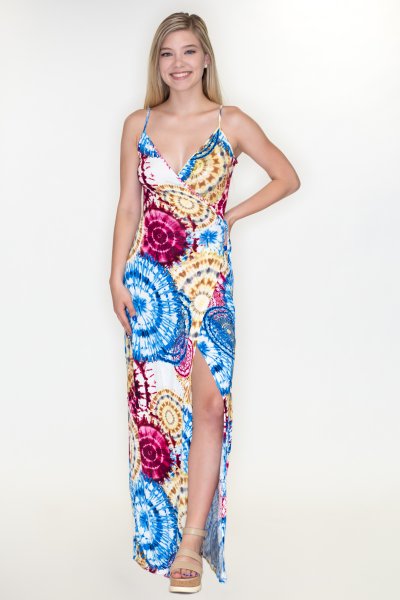 Tie Dye Wrap Maxi Dress by Bear Dance