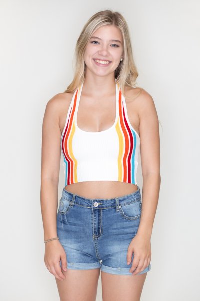 Rainbow Stripe Halter Top by Timing