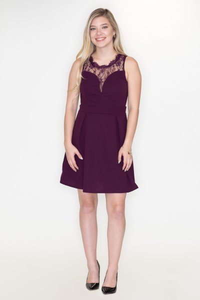 Scalloped Lace Contrast Dress by She and Sky