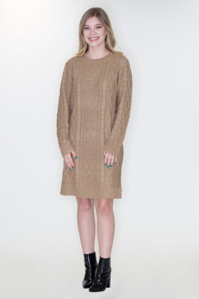 Cable Knit Sweater Dress by Cozy Casual