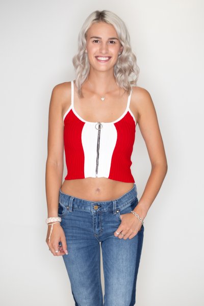 Racing Stripe Crop Top by Timing