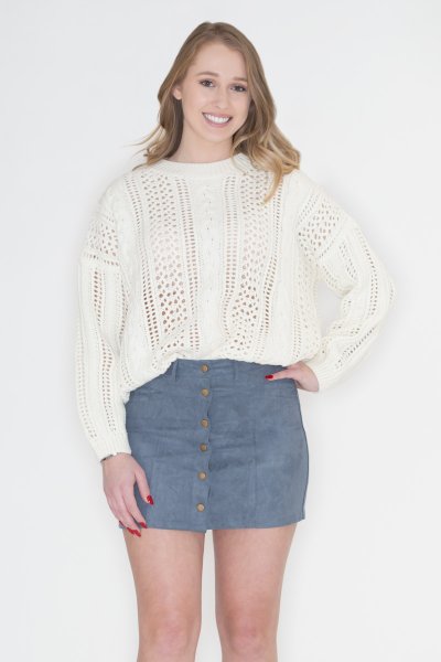 Ivory Cable-Knit Sweater by POL