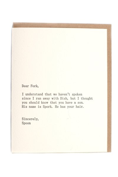 Dear Fork Card by Sapling Press