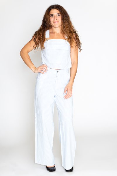 Striped Overall Top And Pants Set by Blue Blush