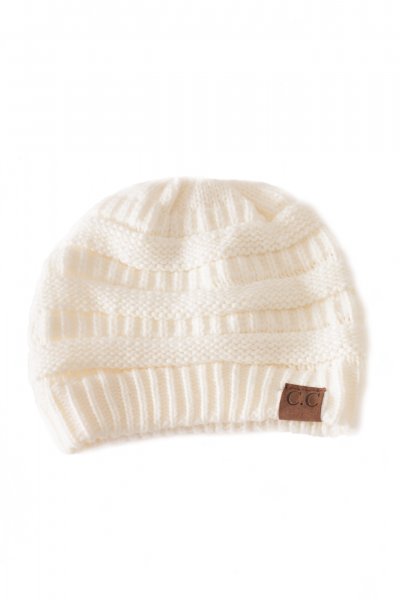 Ivory Knit Beanie by C.C.
