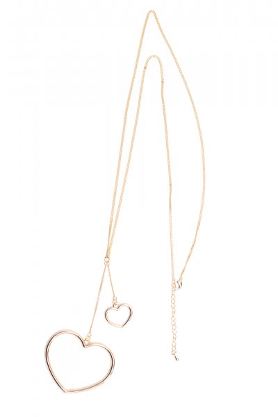 Double Heart Pendant Necklace by Must Have