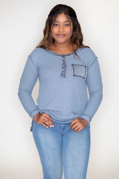 Stonewashed Thermal Top by She and Sky