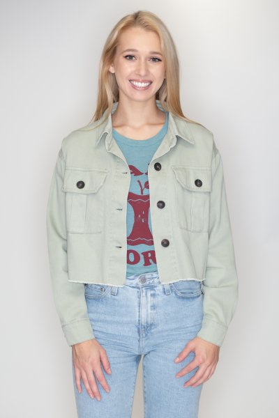 Sage Raw Hem Jacket by Timing