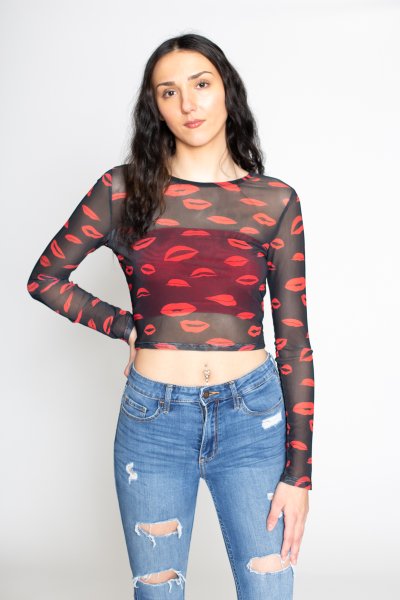 Mesh Lips Top by Blue Blush