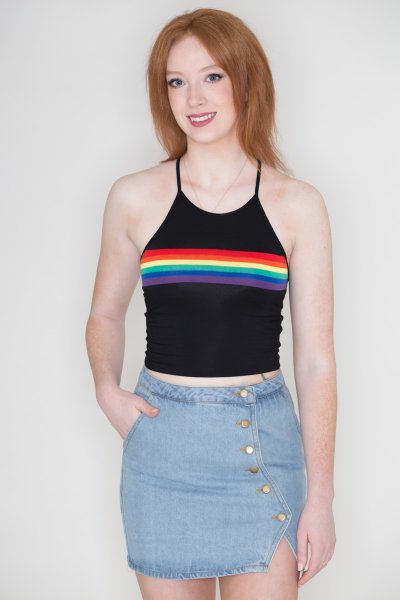 Rainbow Stripe Crop Top by Bear Dance