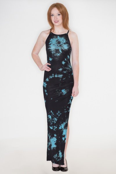 Tie Dye Side Slit Maxi Dress by Bear Dance