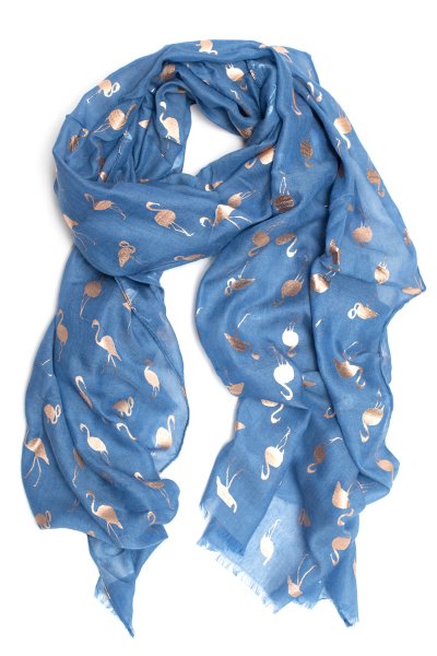 Navy Flamingo Scarf by Love of Fashion