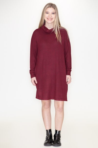 Turtle Neck Brushed Intermingle Knit Dress by Cherish