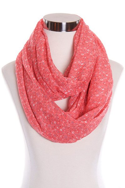 Pink Floral Print Infinity Scarf by Papillon