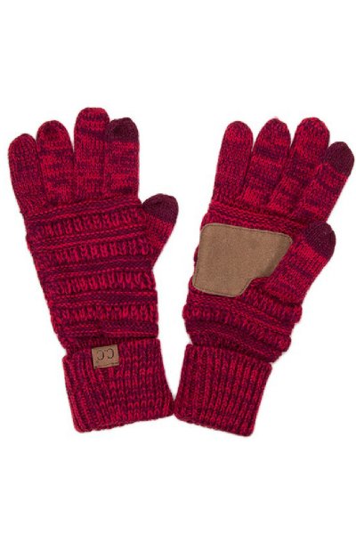 Two-Tone Red Touchscreen Compatible Gloves by C.C.