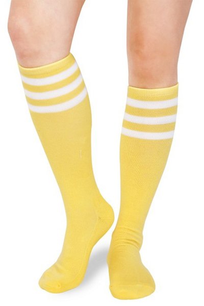 Striped Yellow Knee High Socks by Sock Smile