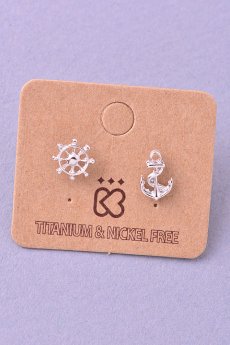 Anchor And Wheel Earrings
