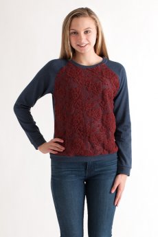 Lace Front Sweatshirt by Timing
