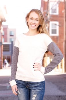Quilted Sleeve French Terry Top by Vanilla Bay