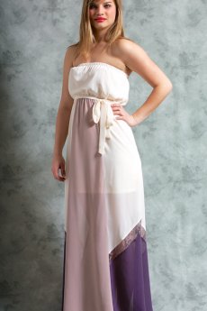 Lace Accent Color Block Maxi Dress by Ya Los Angeles