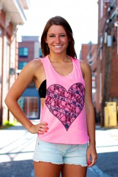 Lace Heart Muscle Tank Top by The Classic