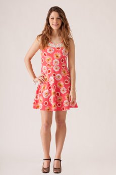 Lace Neckline Floral Print Dress by Stylebook
