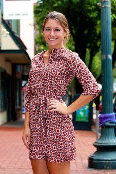 Three Quarter Sleeve Aztec Print Dress by My Beloved
