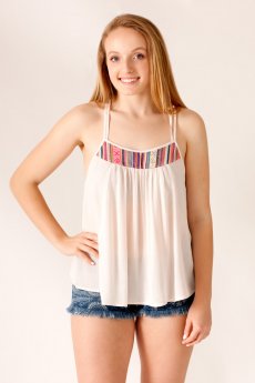 Embroidered Trim Tank Top by Fashion On Earth