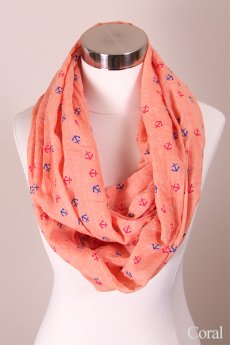 Nautical Anchor Print Infinity Scarf by Love of Fashion