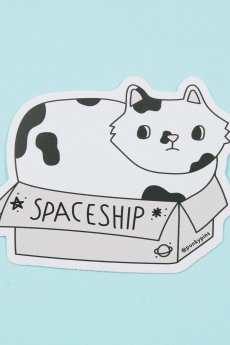 Spaceship Cat Sticker