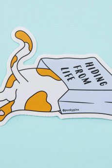 Hiding From Life Cat Sticker