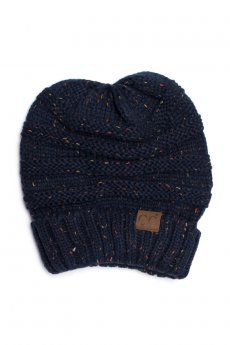 Navy Confetti Slouchy Beanie by C.C.