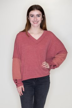 Waffle Knit Sleeve Top by Fantastic Fawn