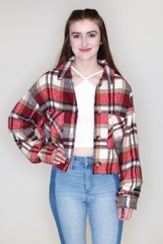 Big Pocket Plaid Jacket by Timing