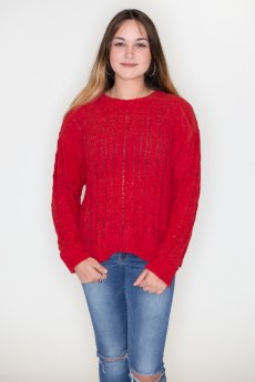 Red Cable Knit Sweater by Love Tree