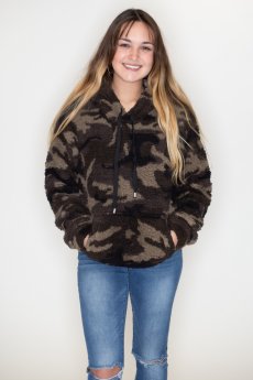Camouflage  Sherpa Hoodie by Love Tree