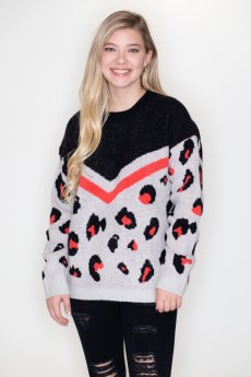 Neon Leopard Print Sweater by La Miel
