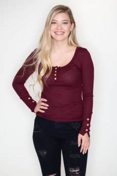 Button Henley Top by La Miel